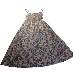 Old Navy Floral Open Back Smocked Midi Dress M Boho Cottagecore Resort Weekend